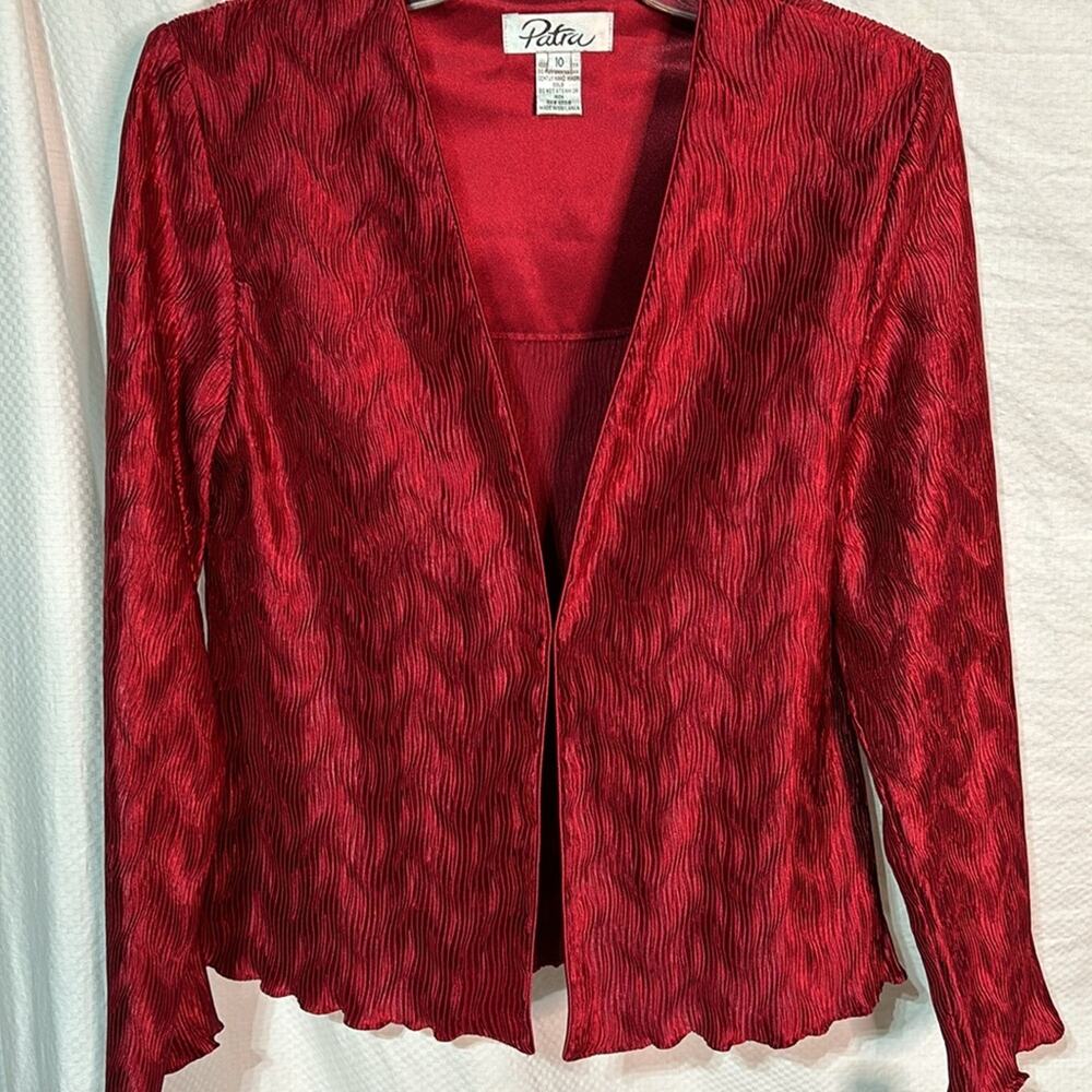 Patra 10 red 💯polyester front single closure open front jacket nwt vintage